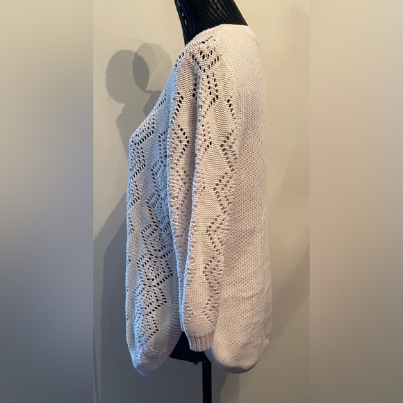Alia Crochet Cream Sweater Size P Large - Picture 2 of 12